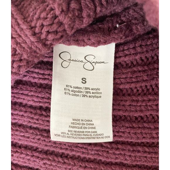 Jessica Simpson Purple Knit Cut Out Sleeve Sweater Womens Size Small - Picture 6 of 8